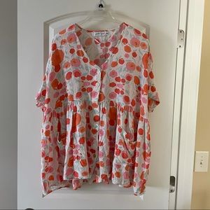 Petal & Pup Orange, Pink and Coral Oversized Top S/M